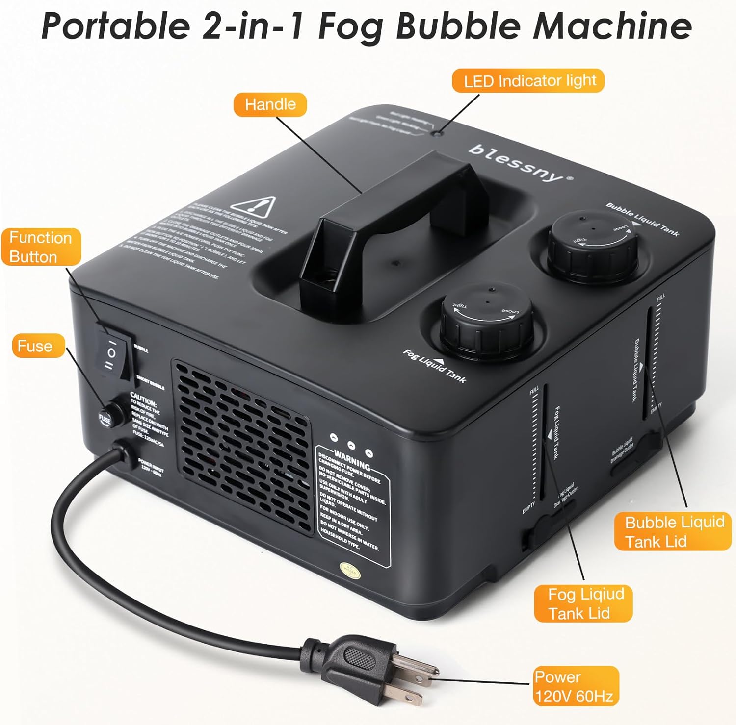 Fog Bubble Machine, 2 in 1 Professional Smoke Bubble Maker for Stage Party Halloween Christmas Wedding Birthday, 8000+Fog Filled Bubble Per Minute, 250W (Black) - Image 9
