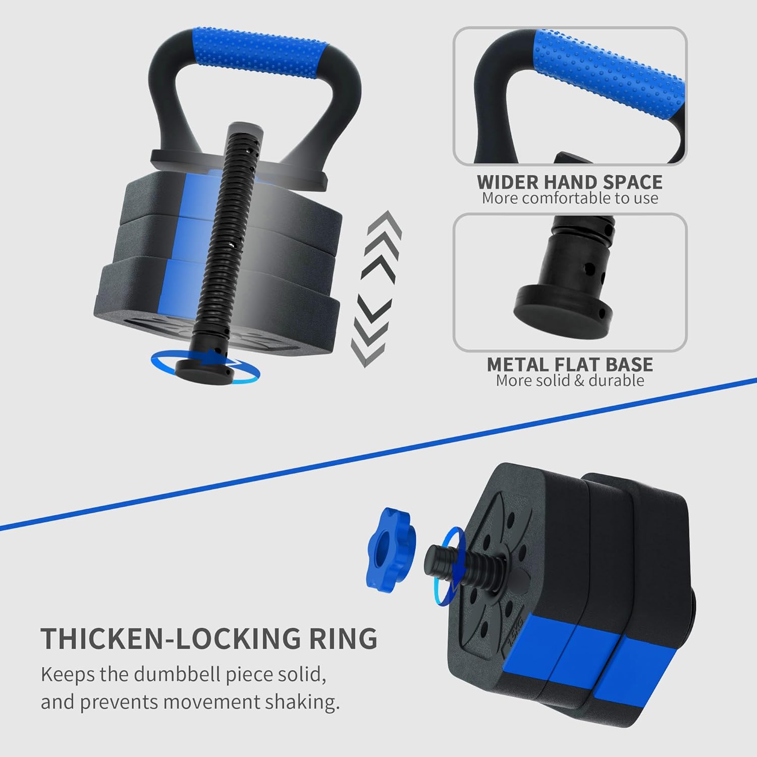 VIVITORY Dumbbell Sets Adjustable Weights, Free Weights with Connector, Non-Rolling Adjustable Dumbbell Set, Barbell for Home Gym, Hexagon, Cement Mixture - Image 3