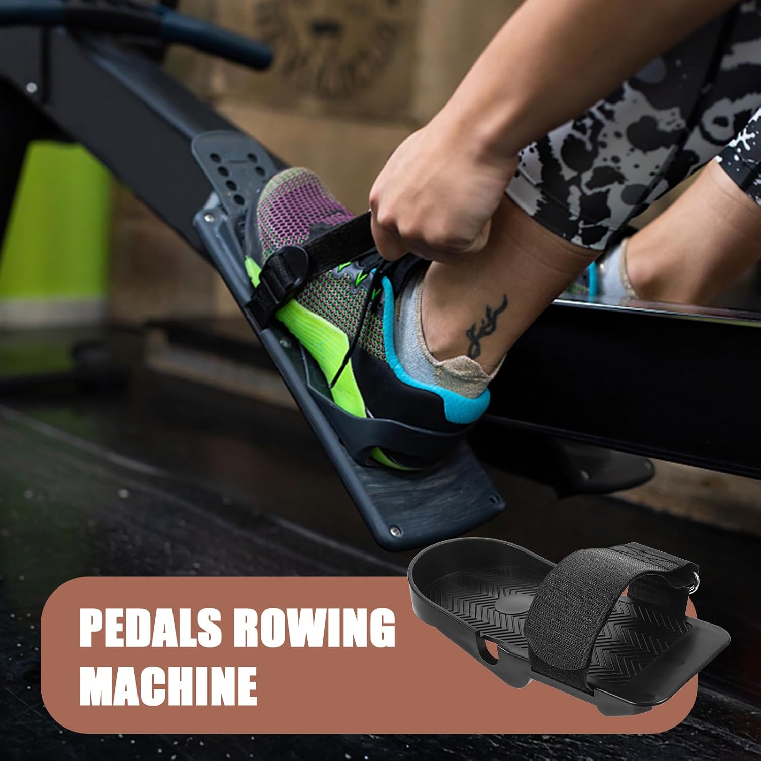 1 Pair Foot Pedal Fitness Equipment Sunny Health Machine Spare Parts Rowing Machine Foot Pedal Strap Rowing Pad Rower Replacement - Image 3
