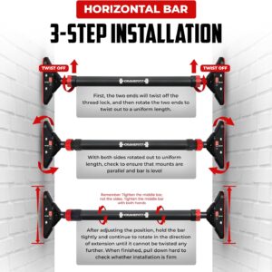 Pull Up Bar for Doorway with Resistance Bands & Wrist Wraps, Adjustable Chin Up Bar for Upper Body Workouts, 29.9″ – 35.5″ Locking Mechanism, No Screw Installation, Supports 880 lbs