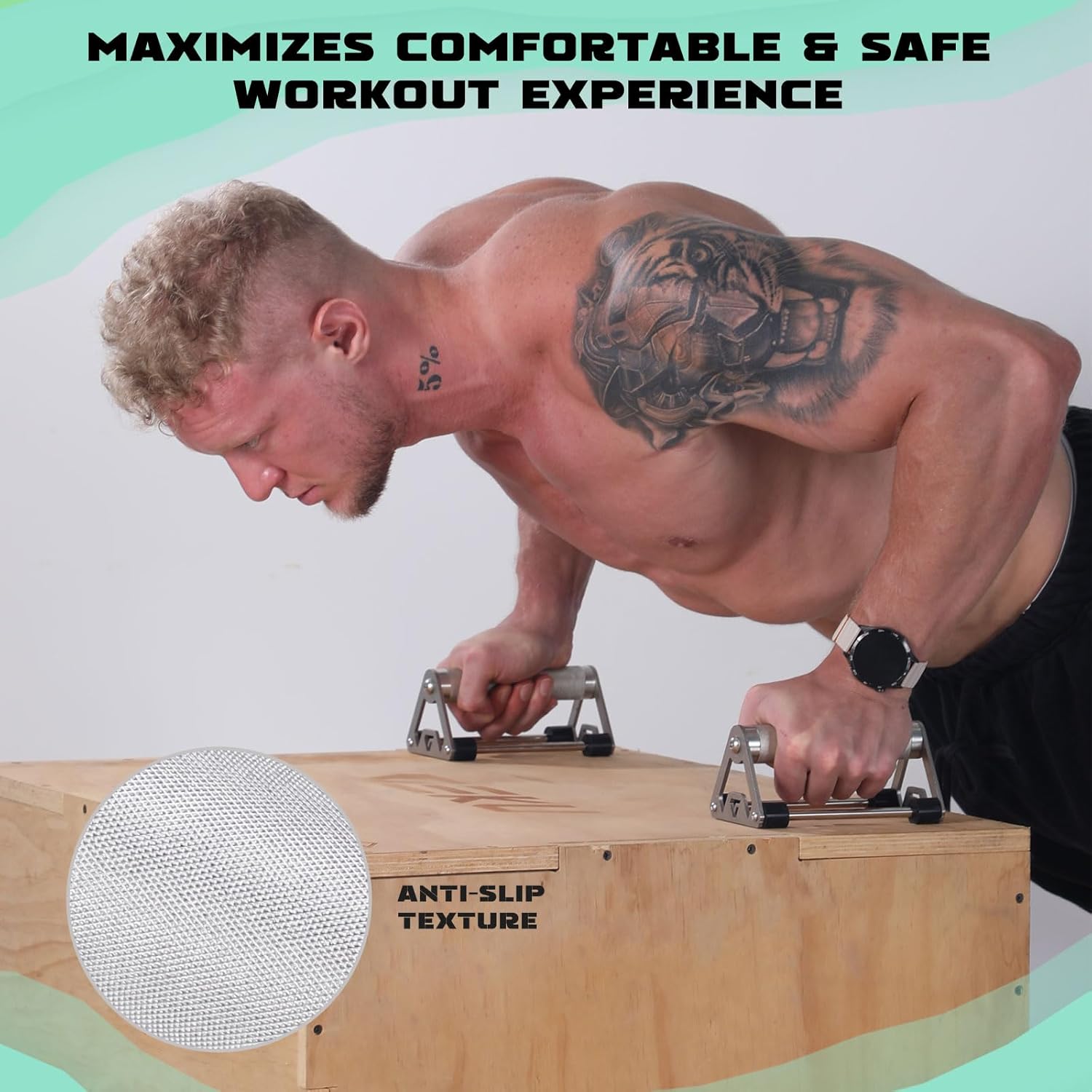 Push Up Stand, Pushup Handles with Aluminum Alloy Grips for Strength Training, Heavy-duty Push Up Bars with Anti-slip, Odor-free Silicone Pads,1 Pair - Image 5