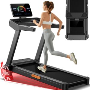 UMAY Fitness Treadmill with Incline, Foldable Compact Treadmills for Home with Pulse Sensors, Max 300/400 LBS Capacity, 3.0/3.5HP Quiet Brushless, Max 8.7 MPH