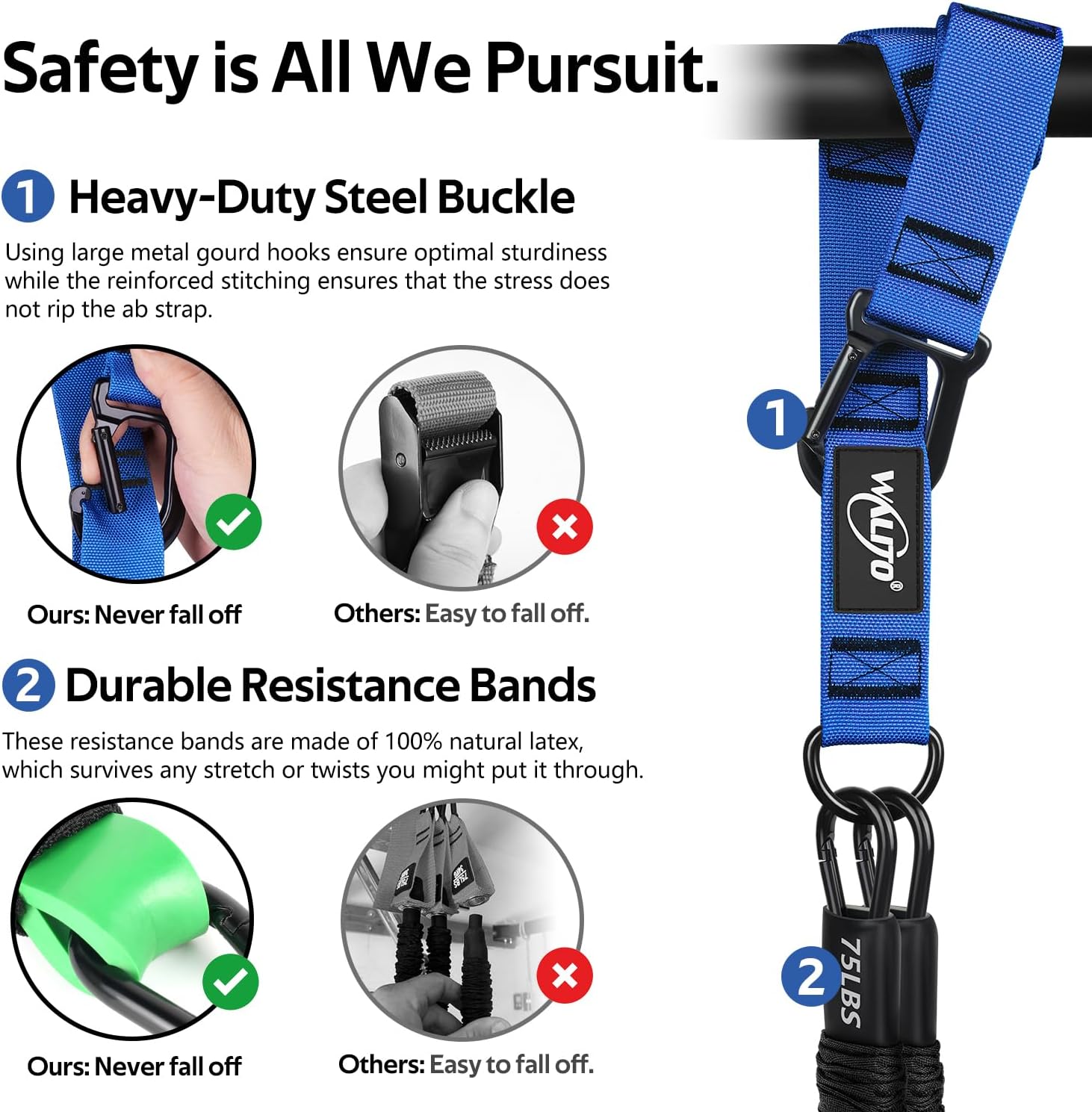 Pull Up Assistance Bands Set, Heavy Duty Adjustable Pull Up Assist Band with Feet Rest, Strength Training Bands for Home Gym Fitness, Pull-Up Bar, Calisthenics and Body Stretching - Image 5