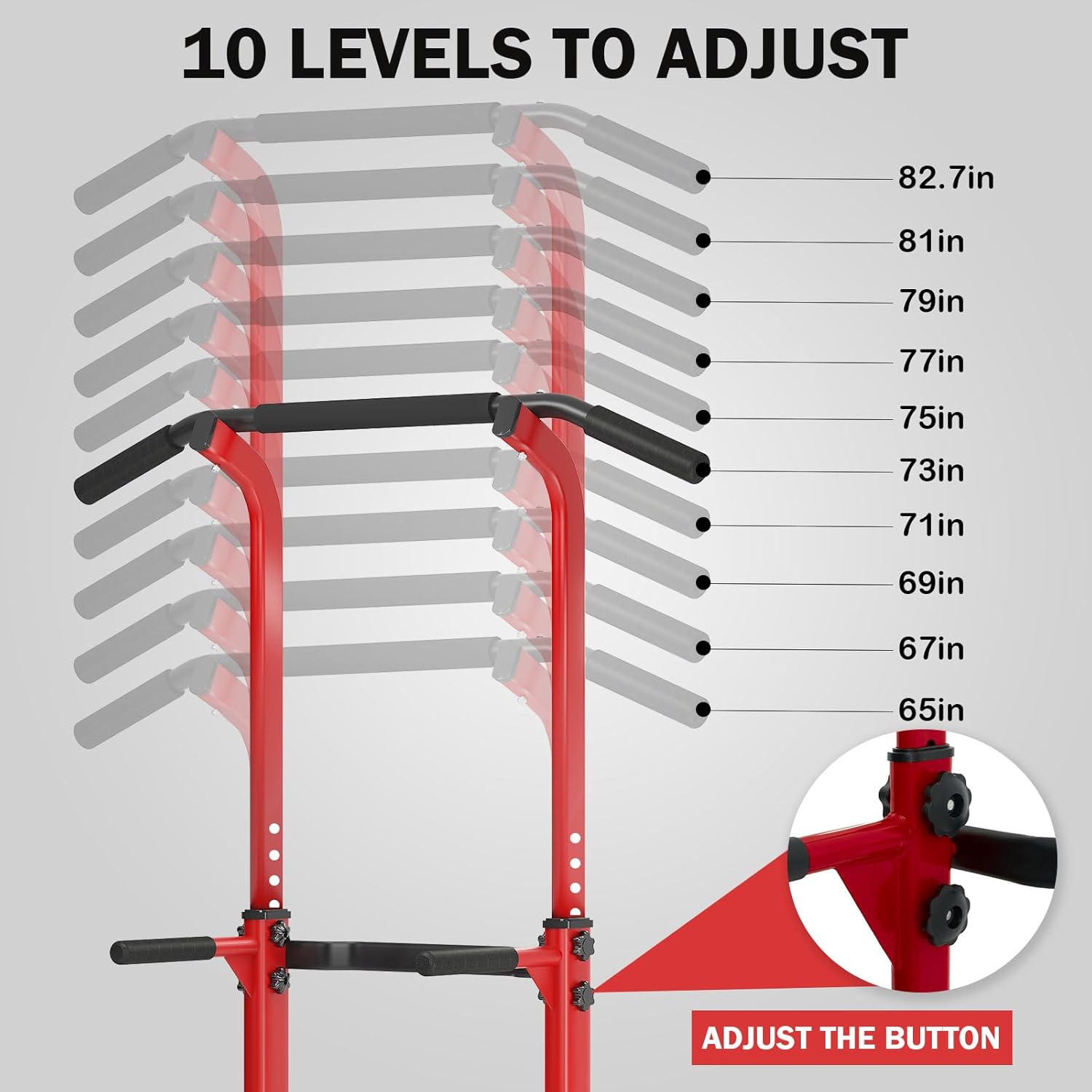 SogesHome Power Tower Pull Up Bar and Dip Station Adjustable Height Dip Stand Multi-Functional Strength Training Fitness Workout Station - Image 3