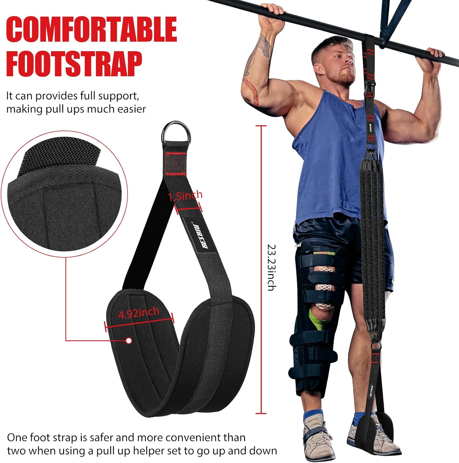 Pull Up Assistance Bands 260lbs, Heavy Pull Up Bands Resistance Bands for Pull Ups Working Out with Feet Rest, Pull Up Bar Bands Assistance Bands Strength Training Workout Equipment, Height Adjustable - Image 5