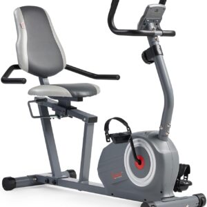 Sunny Health & Fitness Essentials Series Magnetic Smart Recumbent Bike with Exclusive SunnyFit App Enhanced Bluetooth Connectivity – SF-RB422003