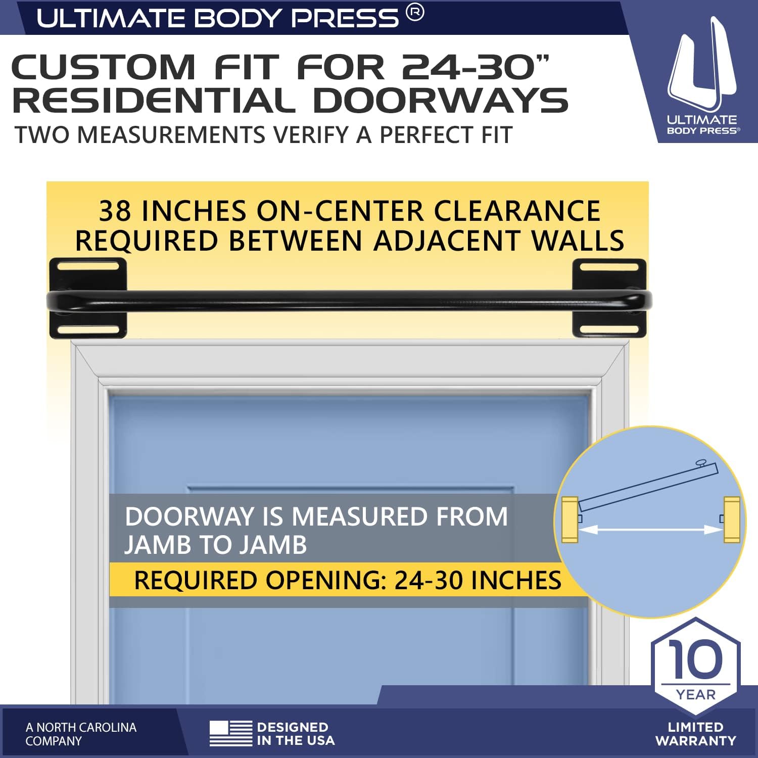 Ultimate Body Press Wall Mounted Doorway Pull Up Bar - Image 4