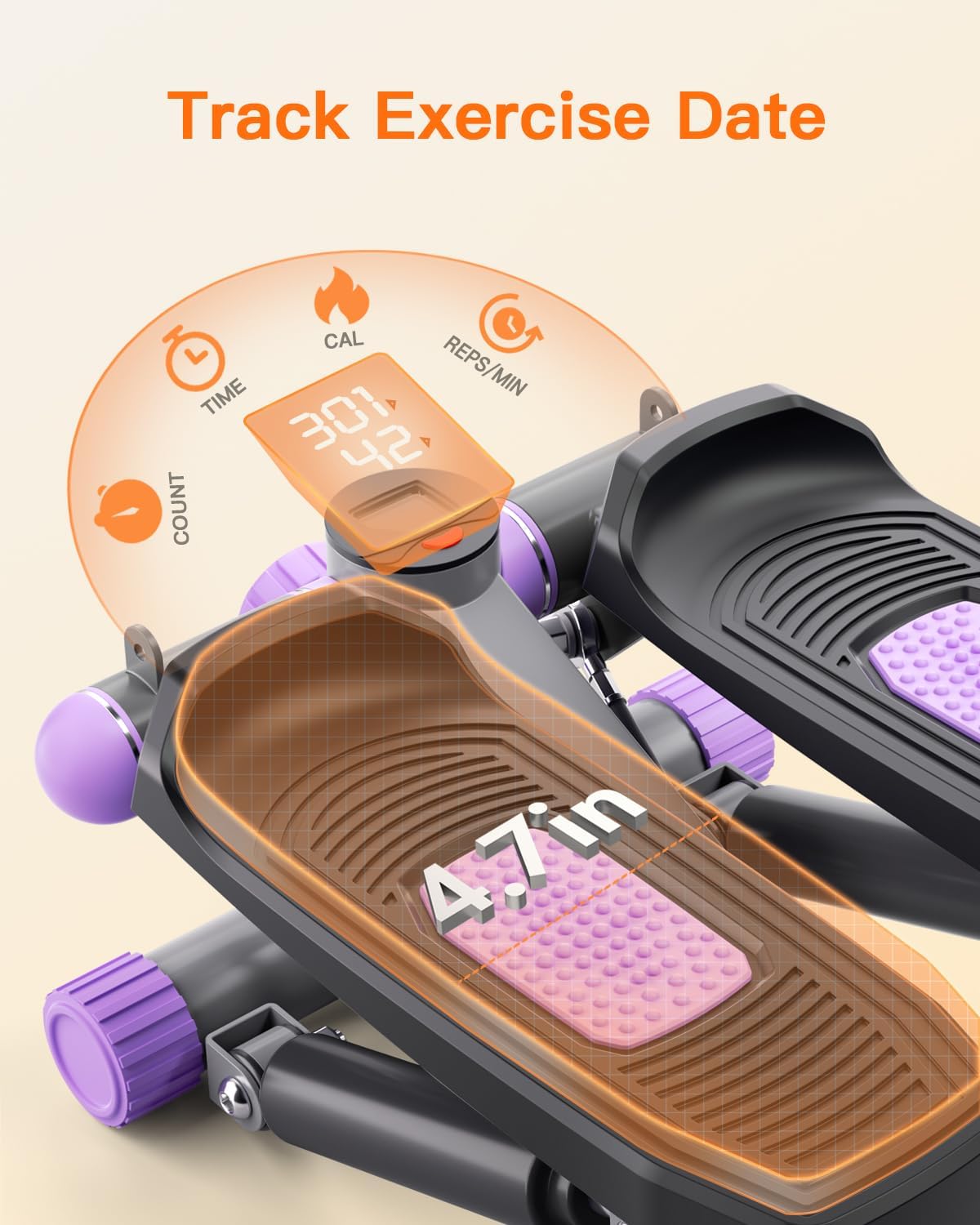 Steppers for Exercise at Home, Mini Stepper with Resistance Bands Portable Stair Stepper for Buttocks Lifting and Body Shaping - Image 5