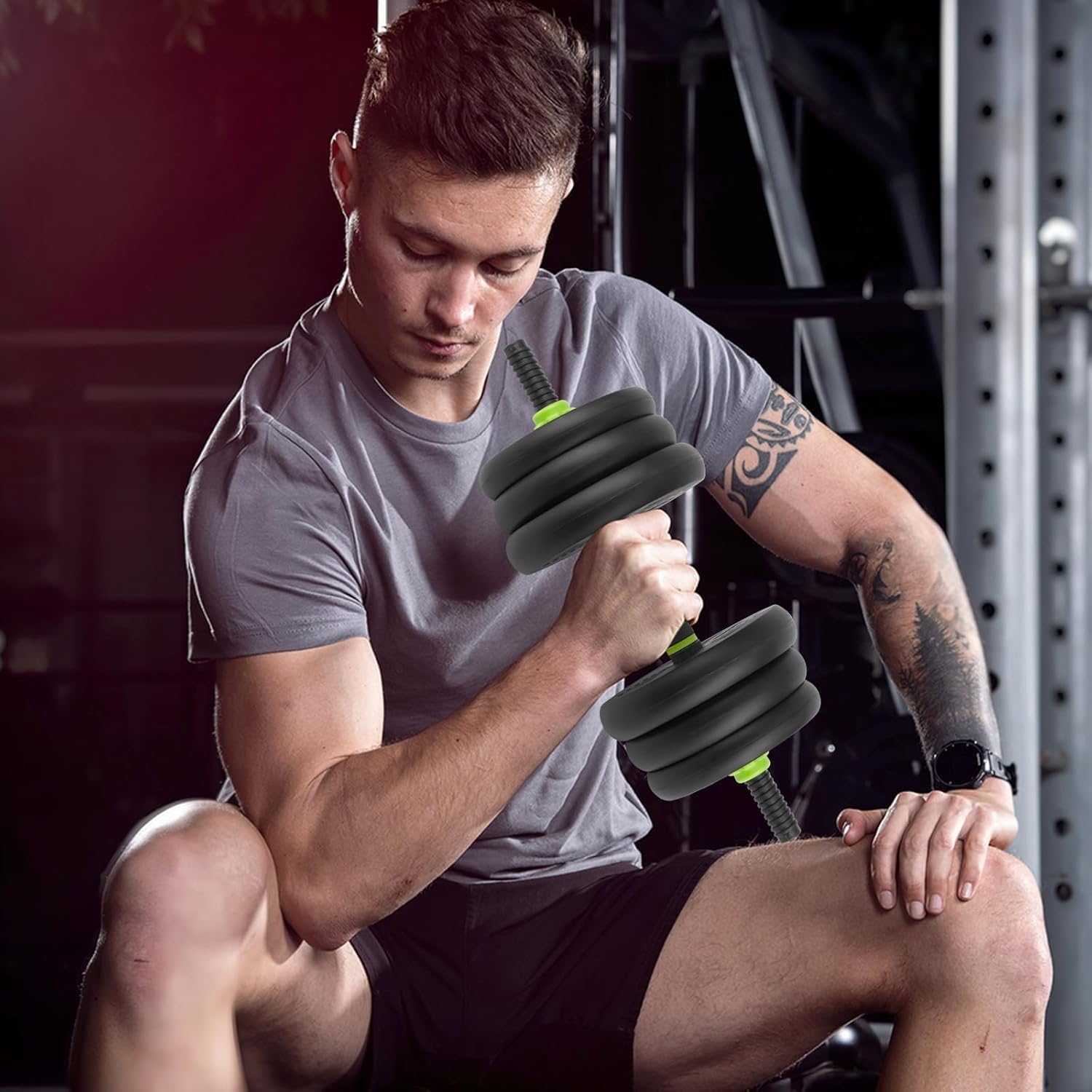 44Lbs Adjustable 4-In-1 Dumbbell Set, Sand Filled PE Dumbbells with Kettlebell Combo Multi-Function Strength Training Weights Home Gym Equipment for Bench Press Squats and Push-Up Handles - Image 6