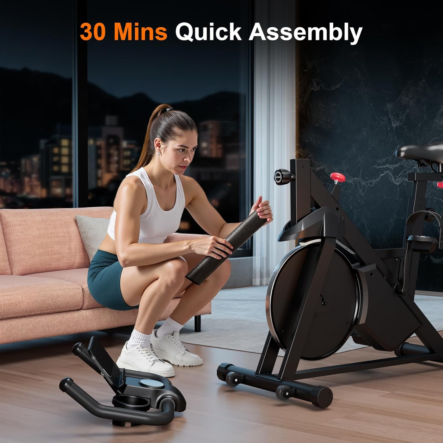 Stationary Bike, Spin Bike with 32 Levels of Adjustable Magnetic, Exercise Bike for Home with Exclusive App, Low Noise Indoor Bike, Cycling Bike with Comfortable Seat Cushion - Image 6
