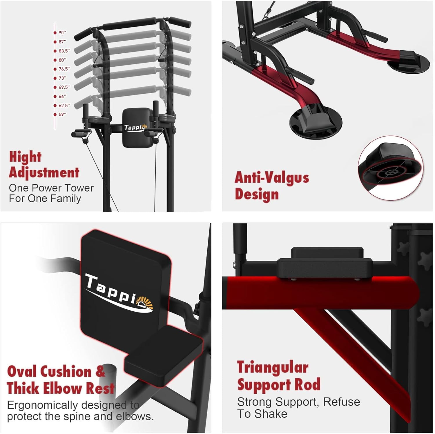 Power Tower Pull Up Bar for Home Gym, Multi Functional Pull Up Bar Stand Dip Bar Station, Adjustable Height Workout Dip Station Strength Training Fitness Equipment - Image 2