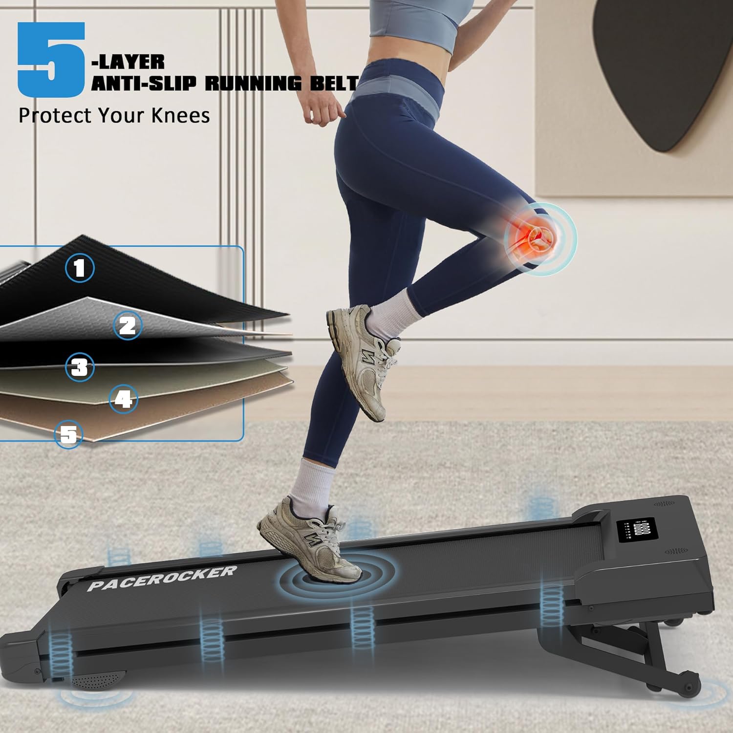 Walking Pad Treadmill with 12% 9-Level Auto Incline, 450 lbs Capacity Bluetooth Speaker Under Desk Treadmills for Home Hiking, 5 MPH - Image 7