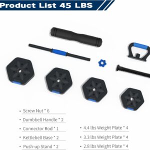 VIVITORY Dumbbell Sets Adjustable Weights, Free Weights with Connector, Non-Rolling Adjustable Dumbbell Set, Barbell for Home Gym, Hexagon, Cement Mixture
