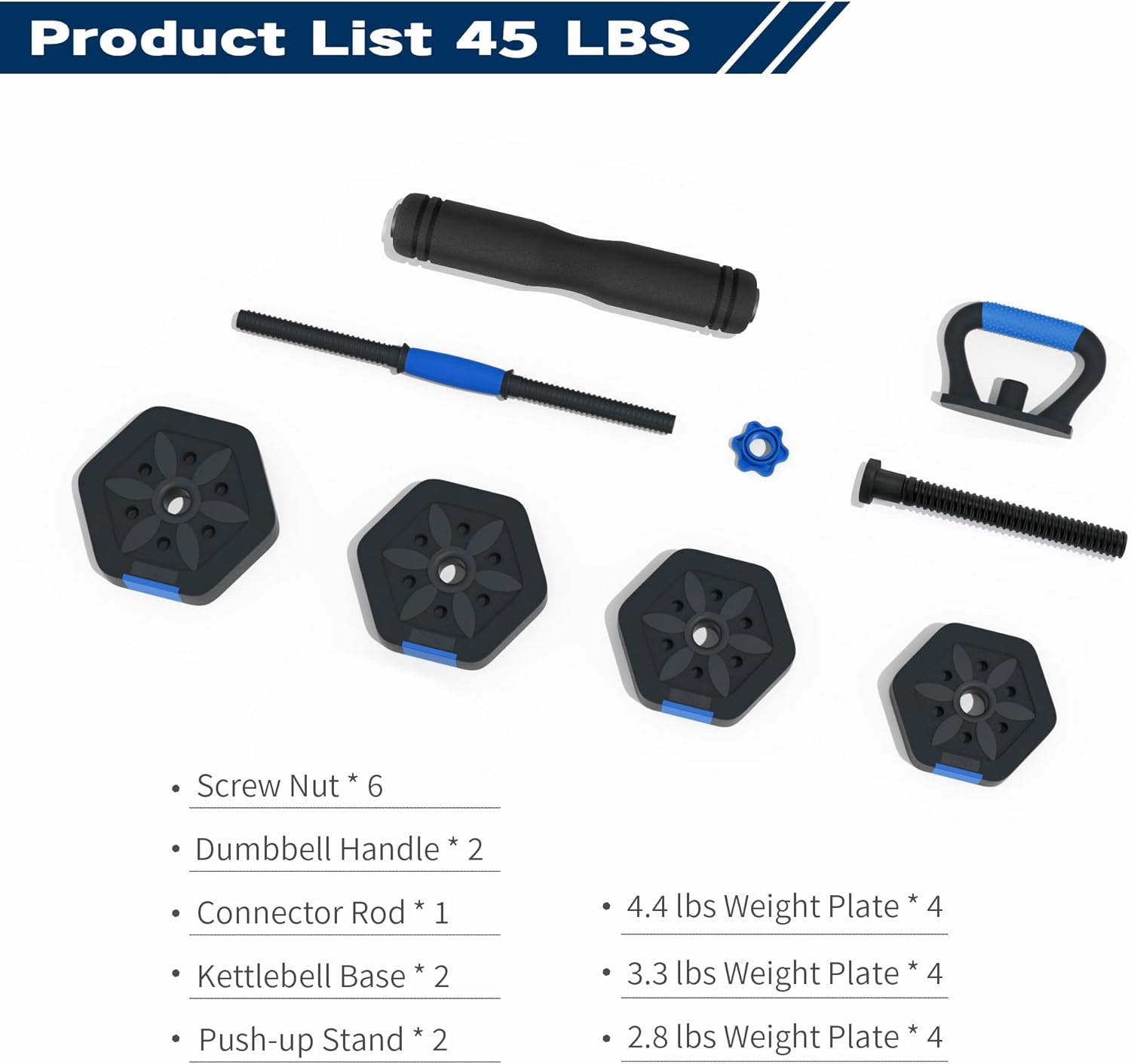 VIVITORY Dumbbell Sets Adjustable Weights, Free Weights with Connector, Non-Rolling Adjustable Dumbbell Set, Barbell for Home Gym, Hexagon, Cement Mixture - Image 2