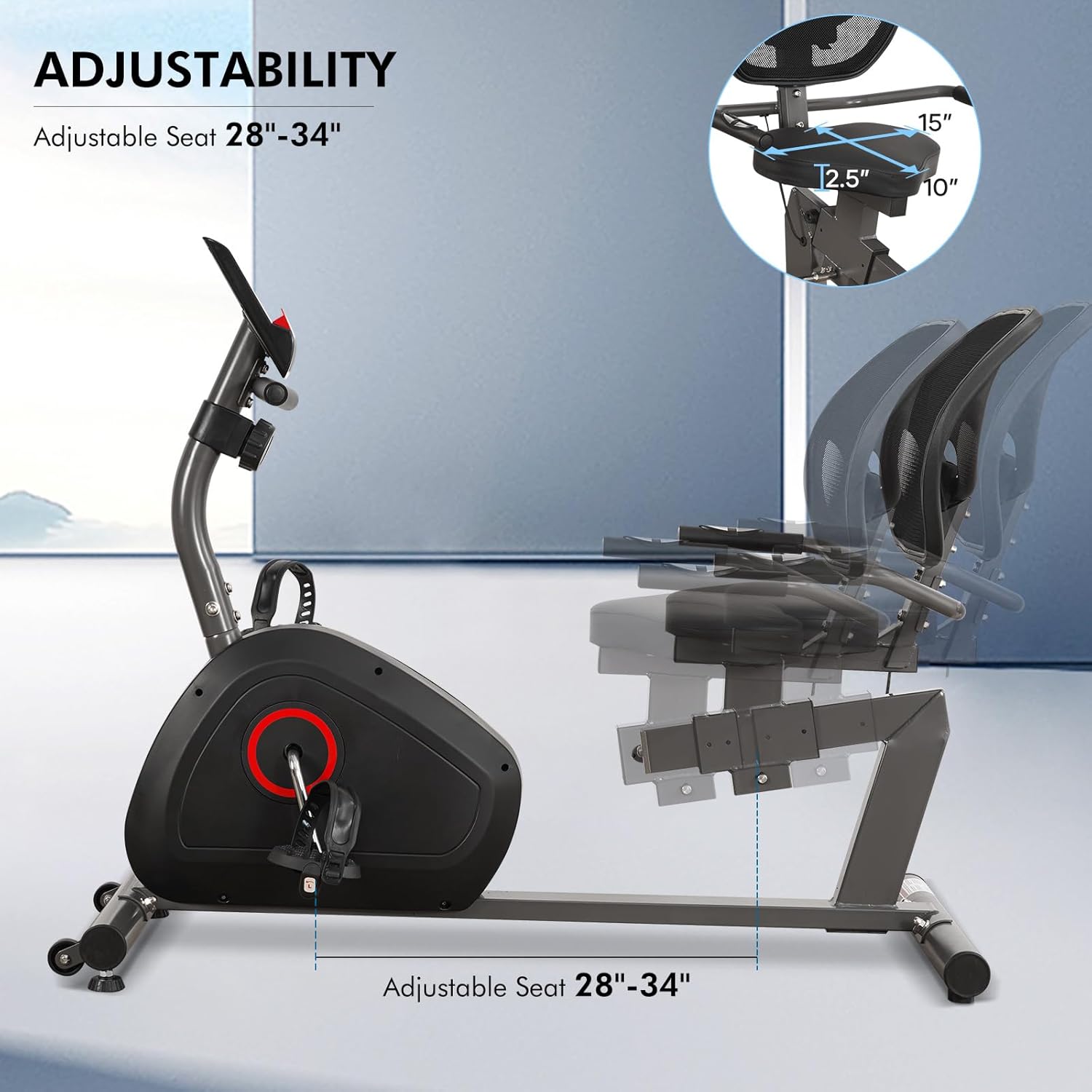Recumbent Exercise Bike for Home Magnetic Stationary Bike for Adult Seniors, Workout Equipment for Gym, LCD, Heart Rate Handle,Indoor - Image 9