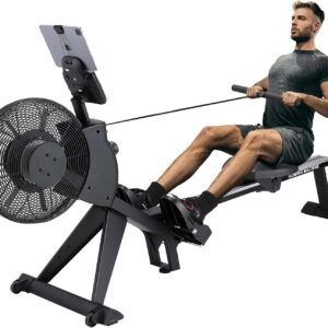 Air Resistance Rower Machine with Max Resistance of 66 LBS, Durable Metal Frame Row Machine, 16 Levels of Adjustable Resistance, Rowing Machines for Home with an Ergonomicall Designed Seat