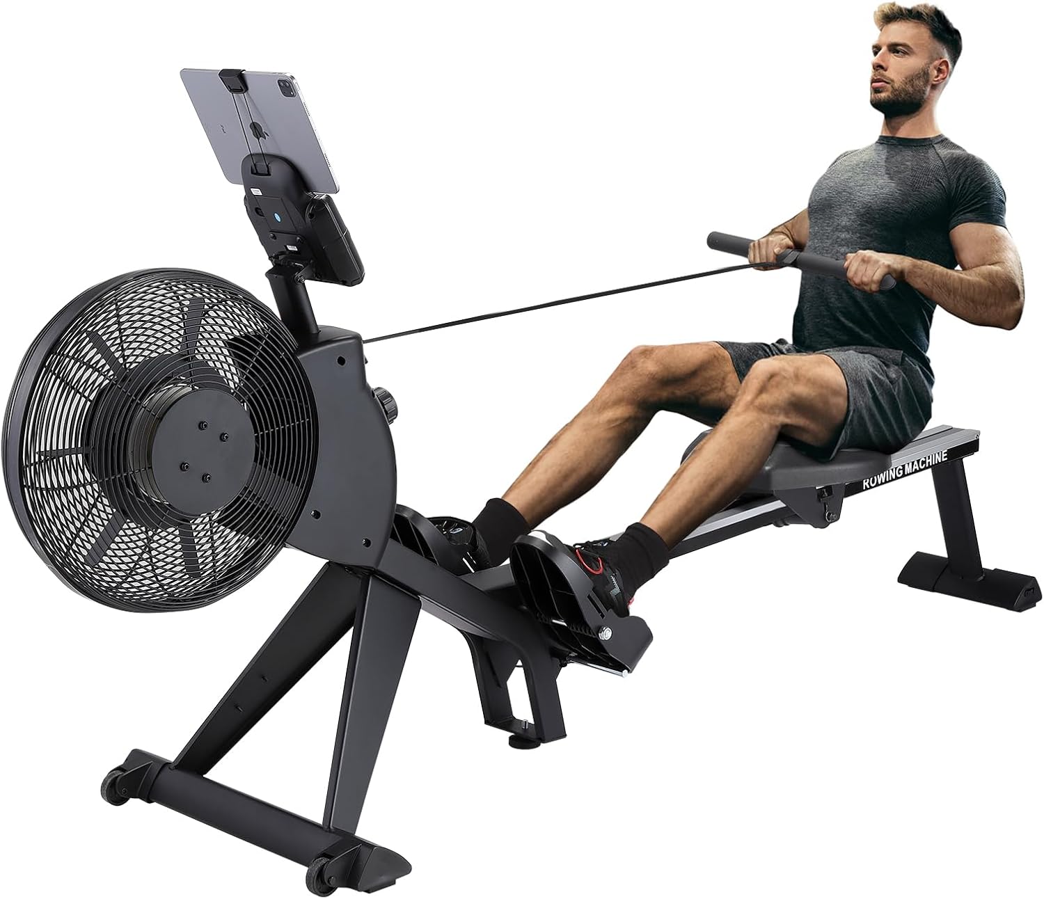Air Resistance Rower Machine with Max Resistance of 66 LBS, Durable Metal Frame Row Machine, 16 Levels of Adjustable Resistance, Rowing Machines for Home with an Ergonomicall Designed Seat