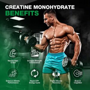Creatine Monohydrate Gummies – 5g Creatine for Women Men, Enhanced Muscle Strength, Boost Focus and Endurance, Muscle Builder,L-Taurine + Vitamin B12,Vegan, Gluten-Free 160 Count