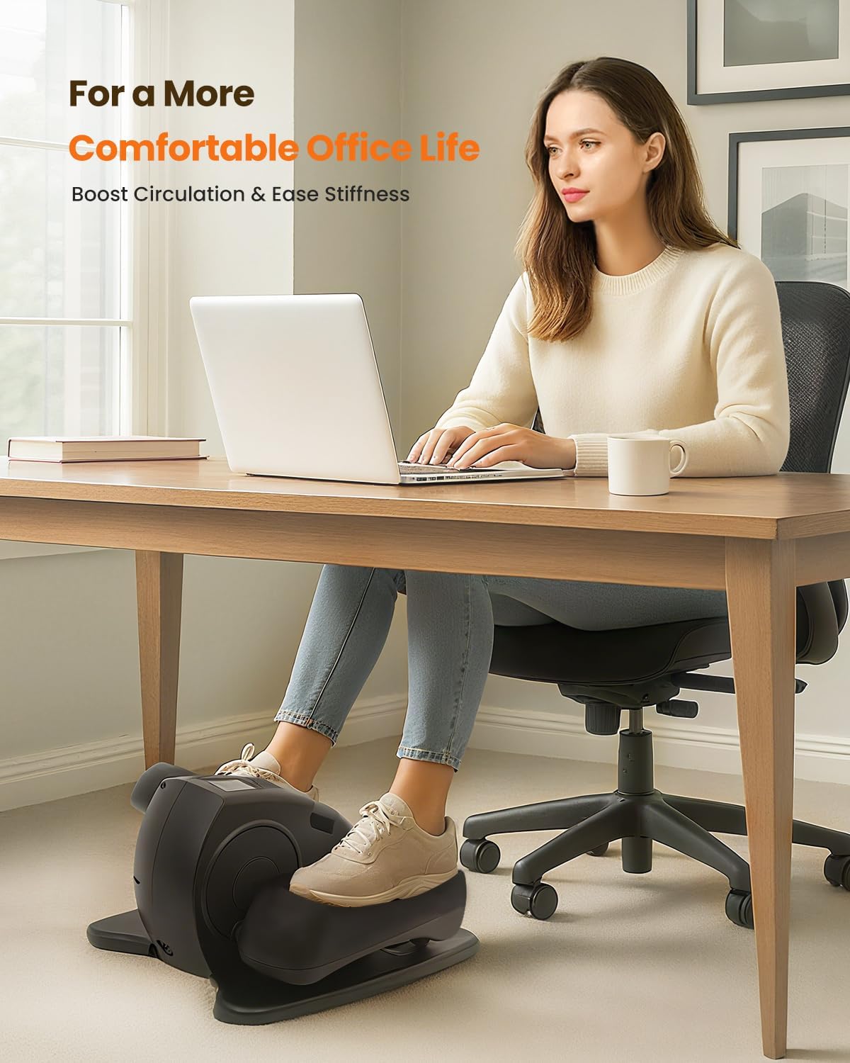 Under Desk Elliptical Machine, Ellipse Leg Exerciser as Seen on TV with Remoter, Quiet Electric Seated Pedal Exerciser, Mini Leg Exercise While Sitting for Seniors, Manual & Auto Mode for Home Office - Image 3