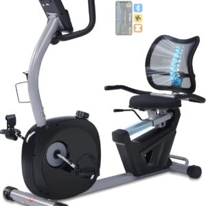 Recumbent Exercise Bike, Recumbent Bike for Home with Smart Workout APP – Recumbent Bikes with Ergonomic Backrest and Comfort Seat, 420LBS Weight Capacity, Larger Backlit Display