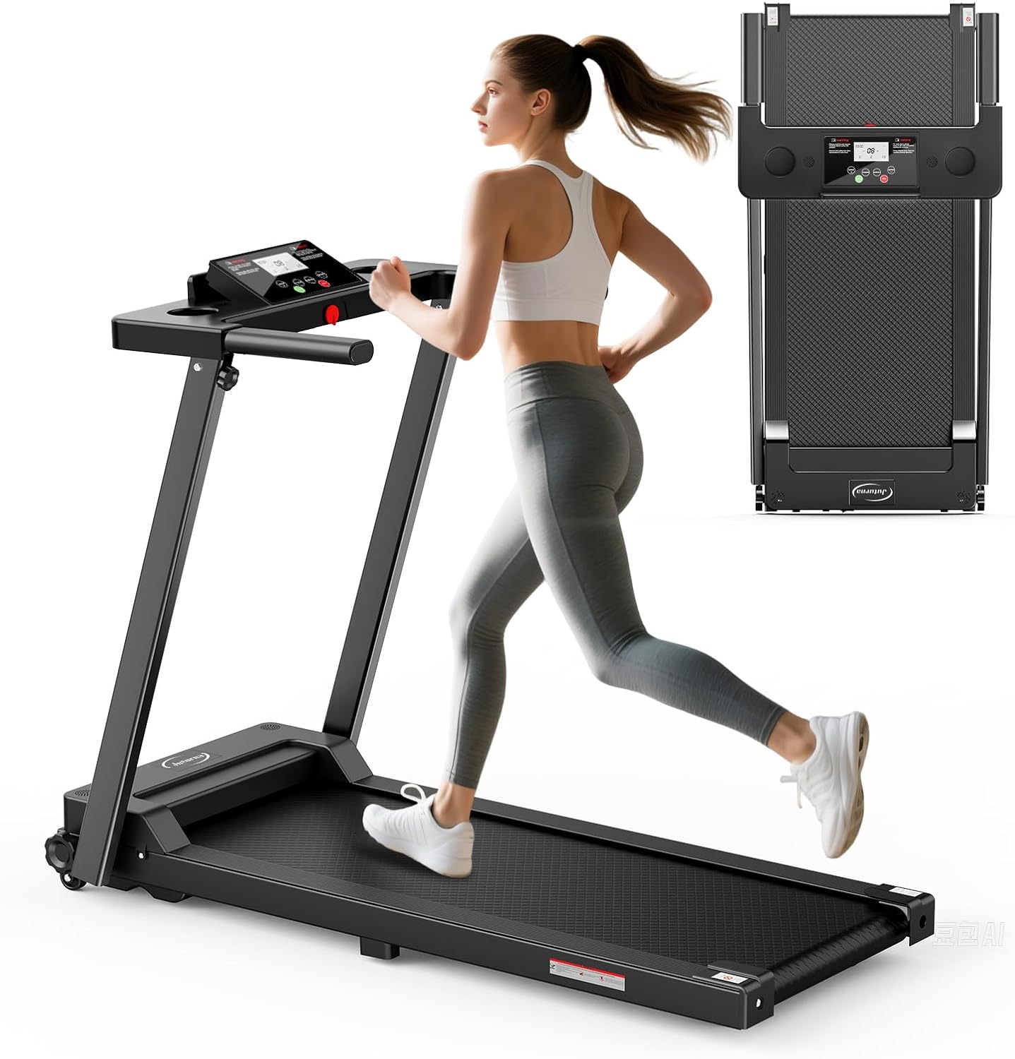 Juturna Treadmills for Home, Portable Foldable Treadmill, Walking Pad with Handle Bar, 3.0 HP Walking Pad with 300 LBS Capacity, Folding Treadmill with LED Display