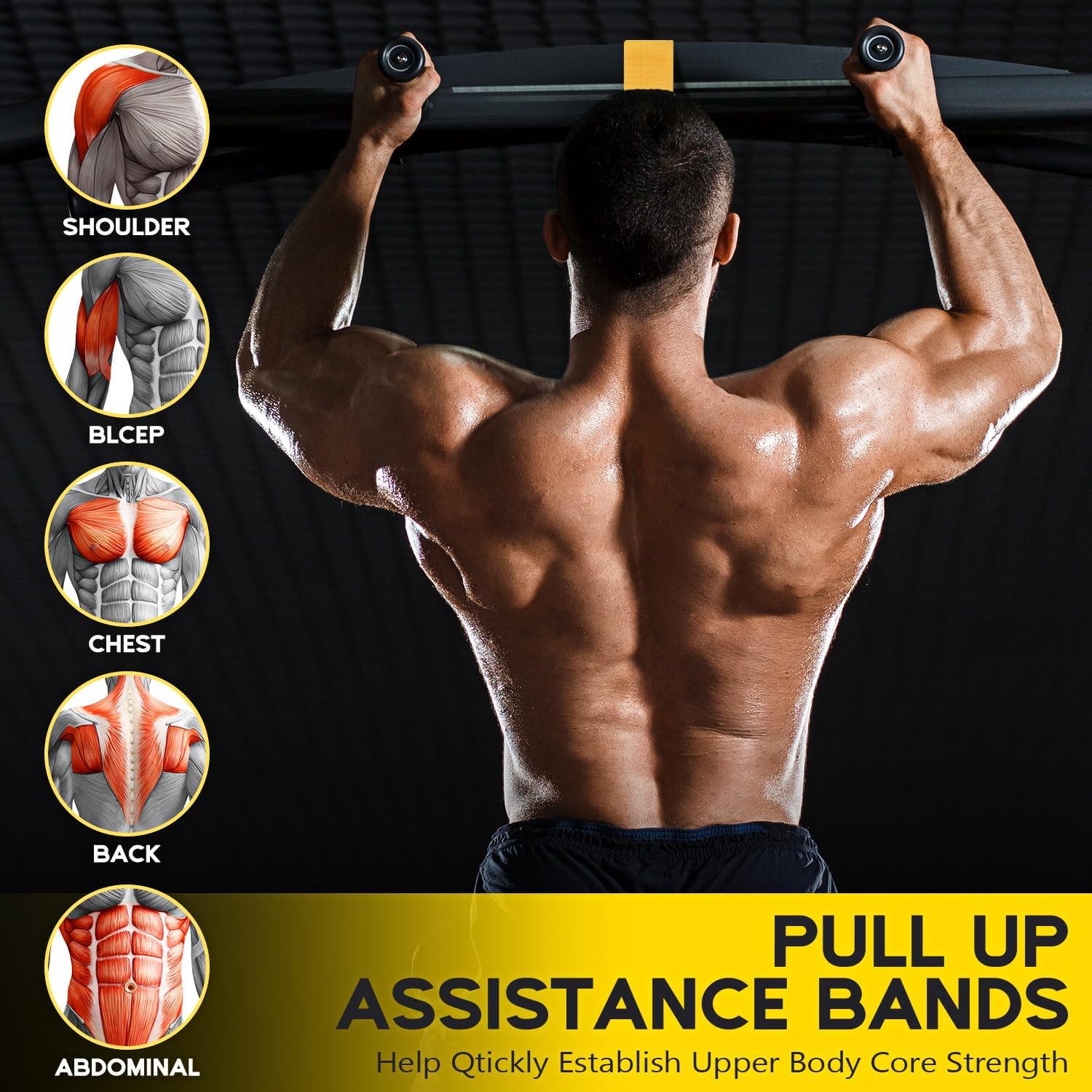 Pull Up Assistance Bands, Adjustable Heavy Duty Resistance Band for Pull Up, 3 Pull Up Bands, Comfortable Fabric Feet/Knee Rest, Assistance Bands for Pull-Up, Home Fitness, Body Stretching - Image 4