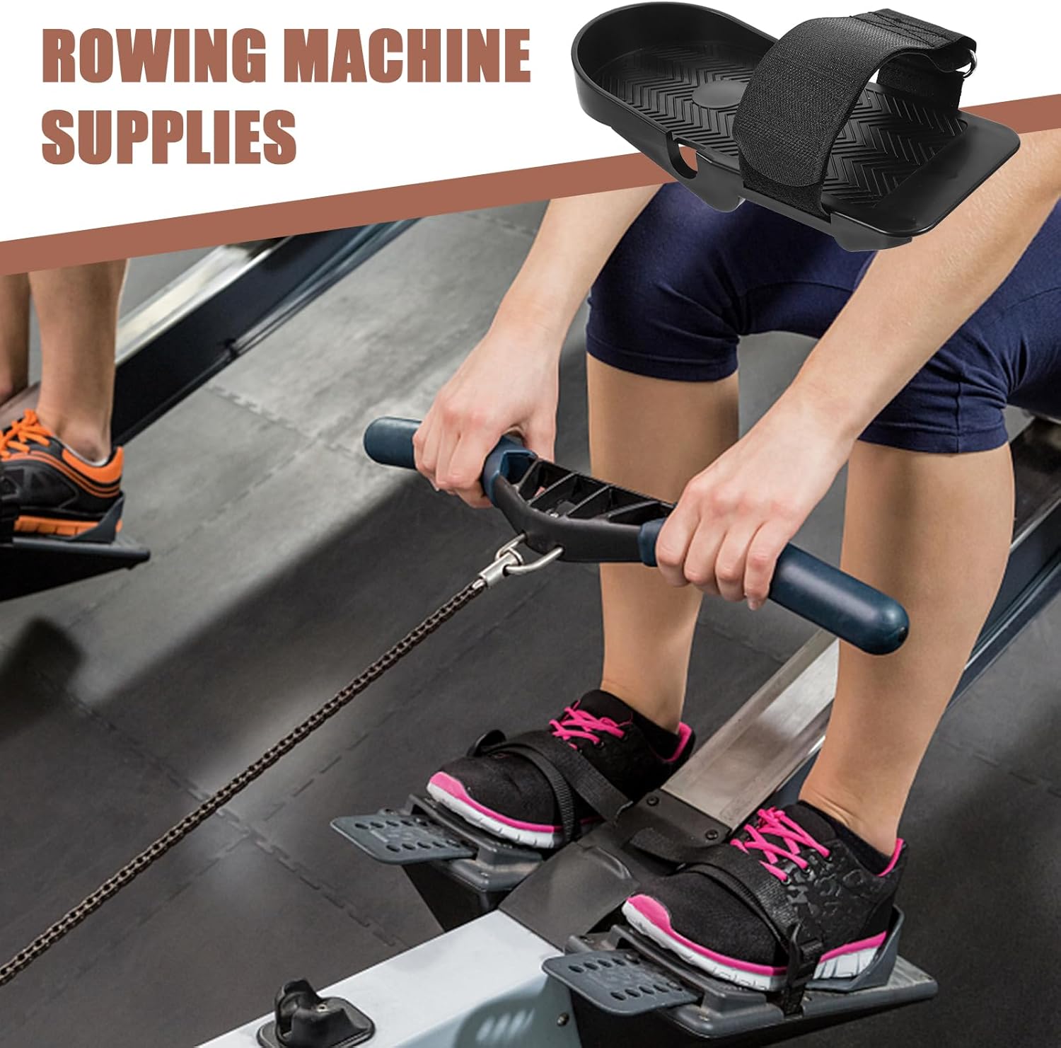 1 Pair Foot Pedal Fitness Equipment Sunny Health Machine Spare Parts Rowing Machine Foot Pedal Strap Rowing Pad Rower Replacement - Image 4
