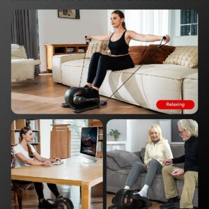 HARISON Under Desk Elliptical Machine with Multi-Functional LCD Display, Ellipse Leg Exerciser for Seniors with 12-Level Adjustable Speed and Resistance Bands