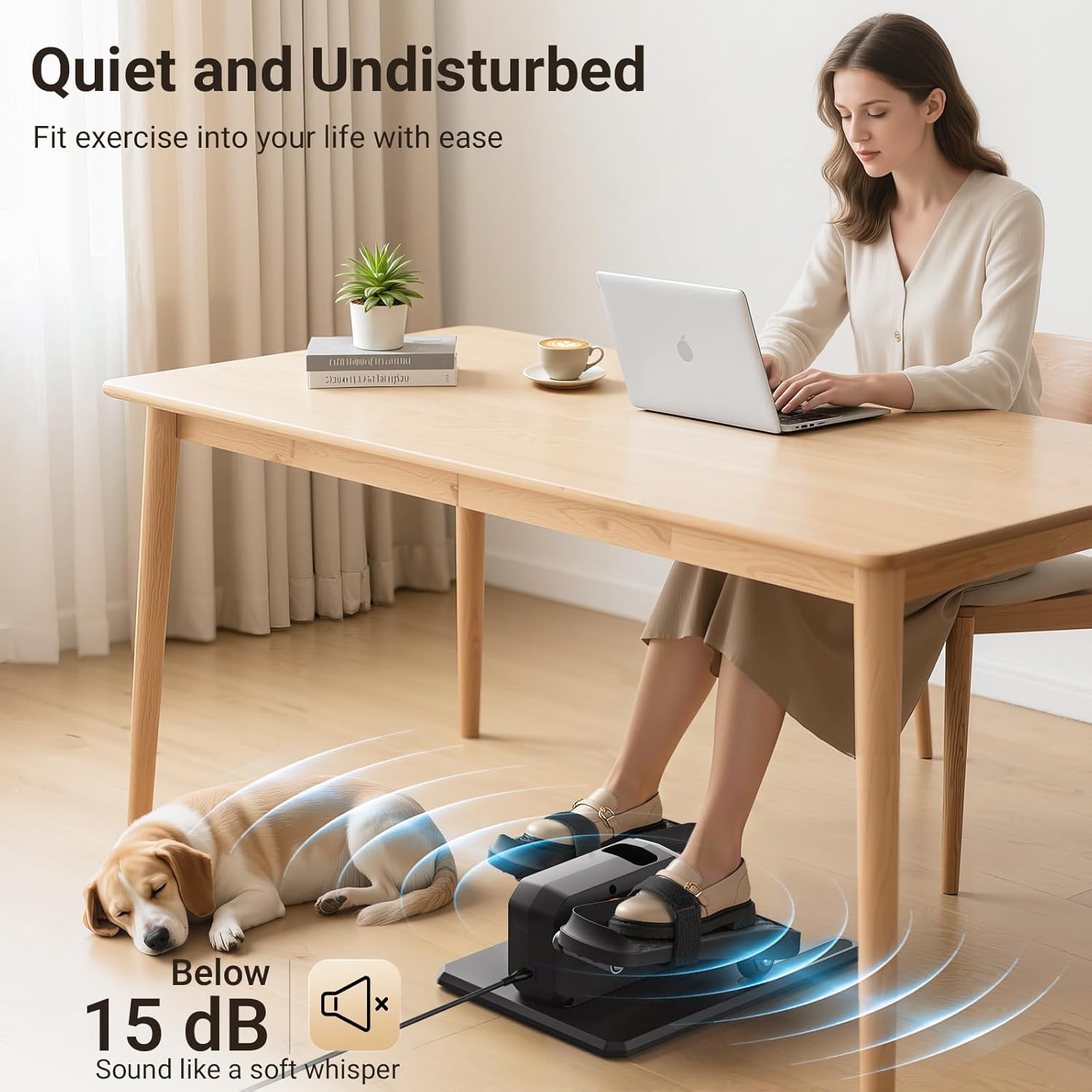 Elliptical Exercise Machine, Under Desk Ellipse Leg Exerciser for Home Office, Quiet Electric Seated Pedal Elliptical for Seniors with 12 Adjustable Speeds, Remoter, Footstraps - Image 5
