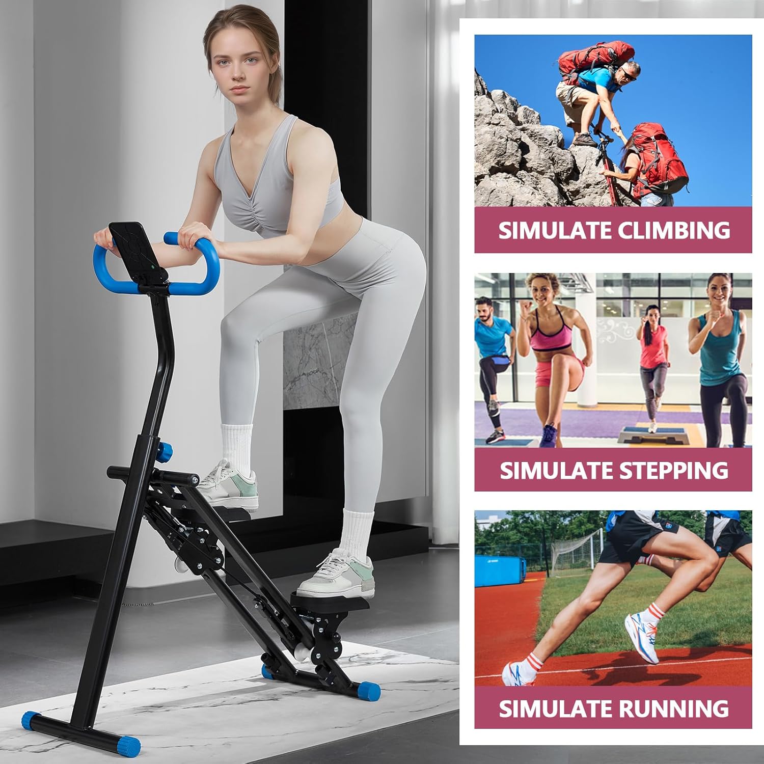 Stair Stepper for Home,Vertical Climber Workout Machine,Stair Stepper with Handlebar for Full-Body Exercise Stair Stepper with Stable Frame Adjustable Handlebar (Blue) - Image 8