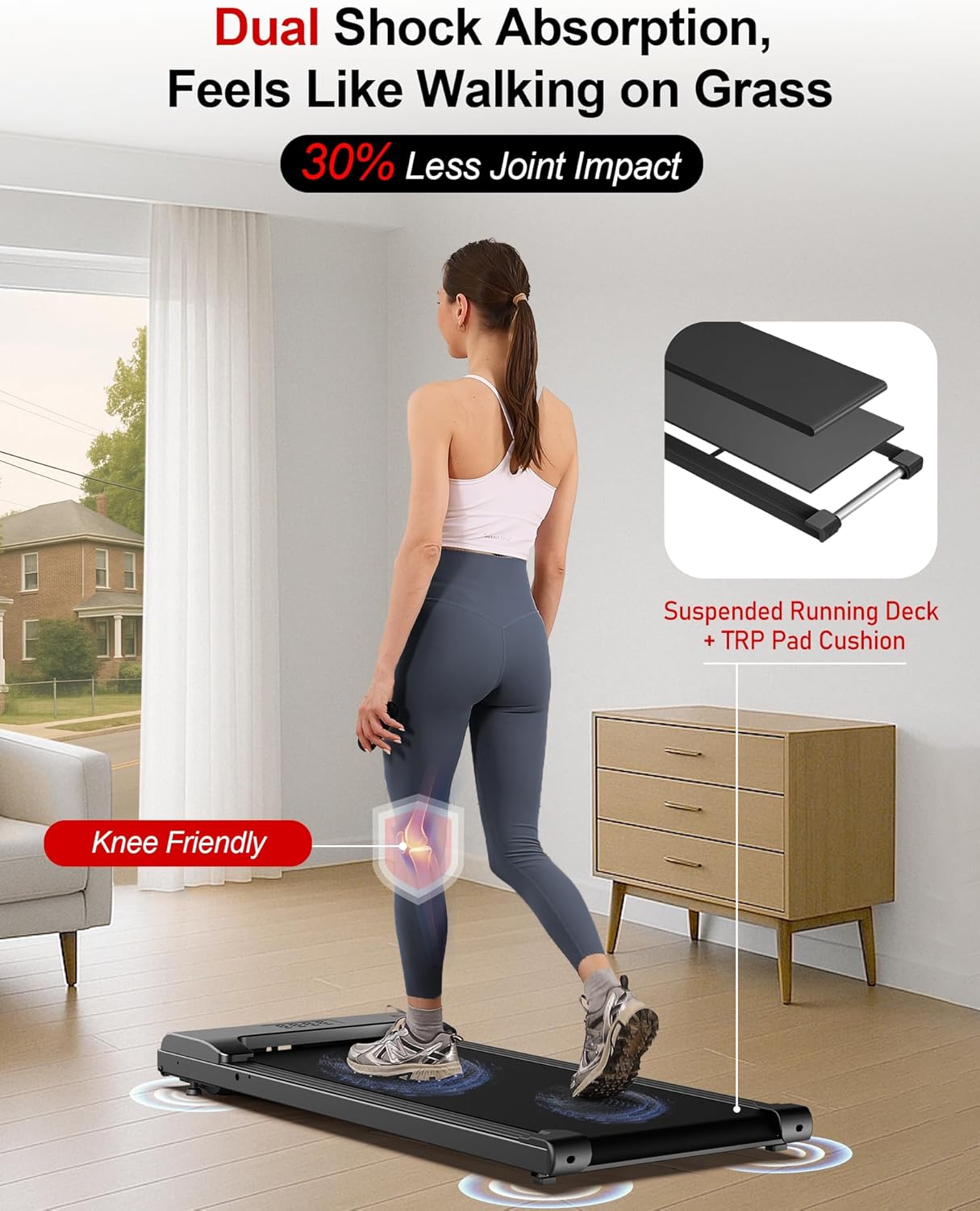 Lichico Walking Pad Under Desk Treadmill,Portable Small Treadmills for Home and Office,Super Quiet Brushless Motorized Walking Jogging Running Machine with Remote Control - Image 4