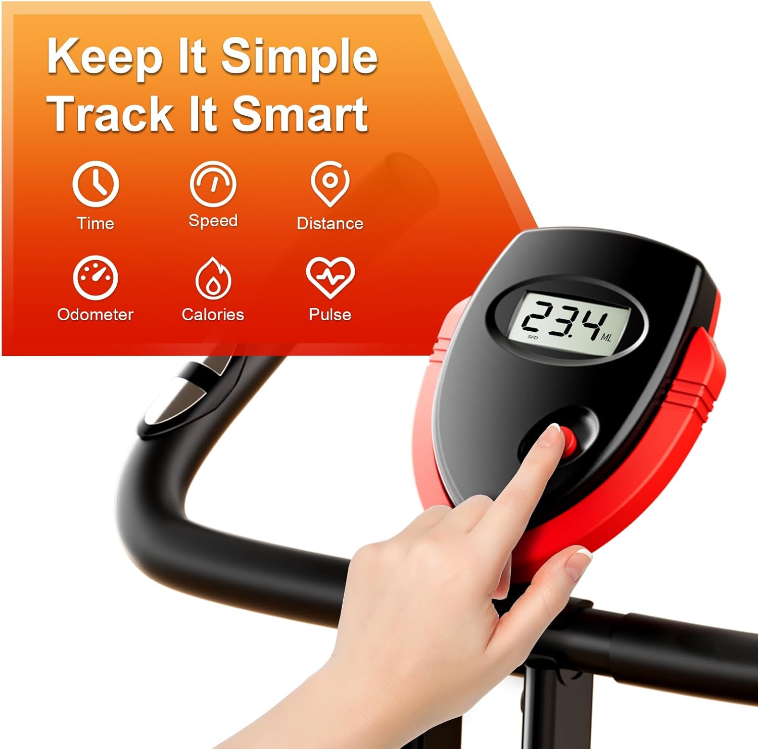 Foldable Exercise Bike, Low Noise Stationary Bikes for Home, Compact Indoor Cycling Bike with Adjustable Magnetic Resistance, 300lbs Capacity 6.6lbs Flywheel Workout Bike - Image 2