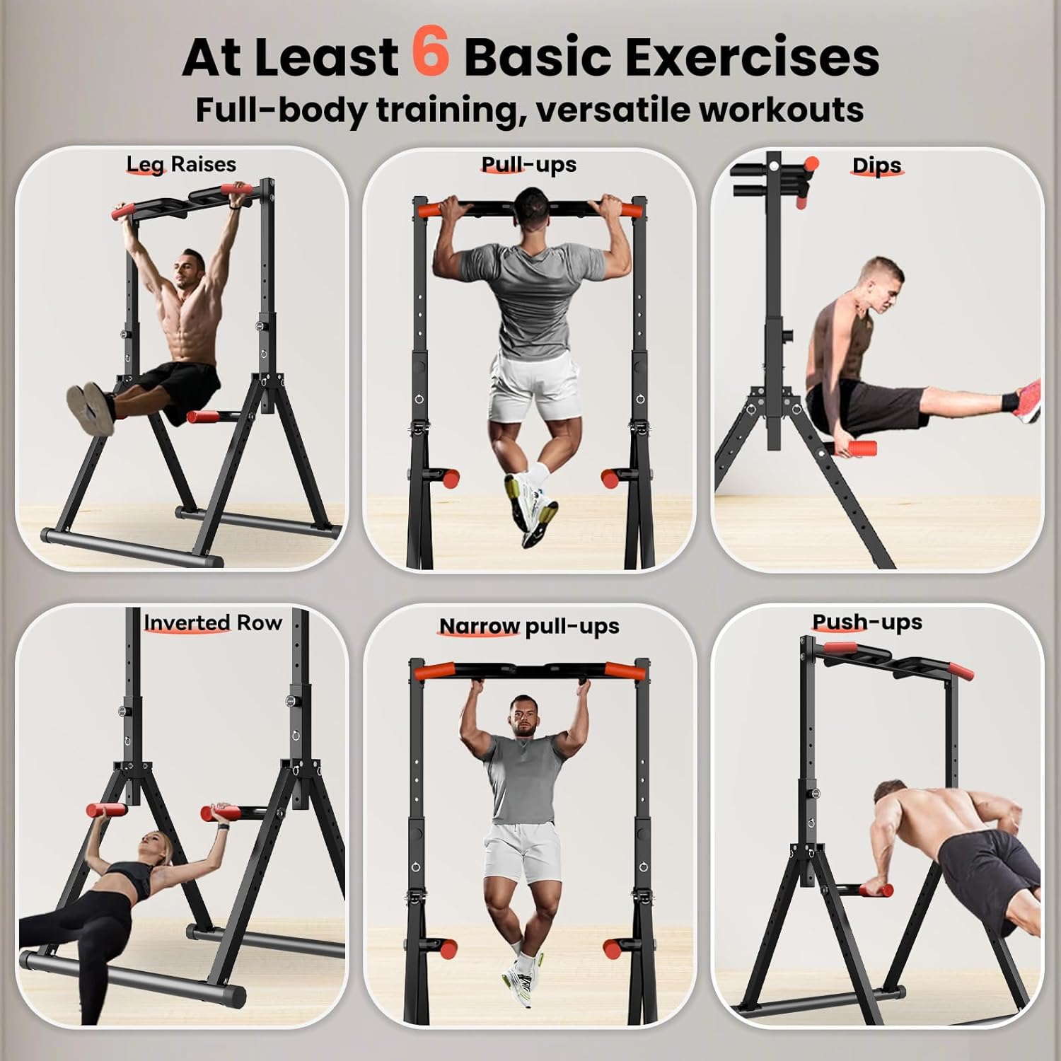 Power Tower Pull Up Dip Station Foldable, Pull Up Bar Station Adjustable, Multi-Function Home Gym, Strength Training Fitness Equipment, Triangular Design, for Home Outdoor - Image 5
