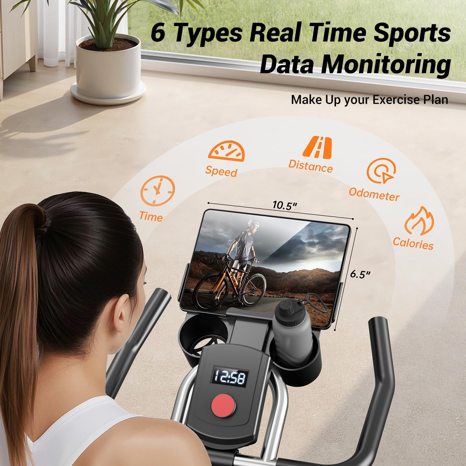 CURSOR FITNESS Exercise Bike, Stationary Bikes for Home, 300 LBS Capacity, Workout Bike with Silent Belt Drive, Indoor Cycling Bike with Extra Comfort Seat/IPad Mount/3 Bottle Holders - Image 2