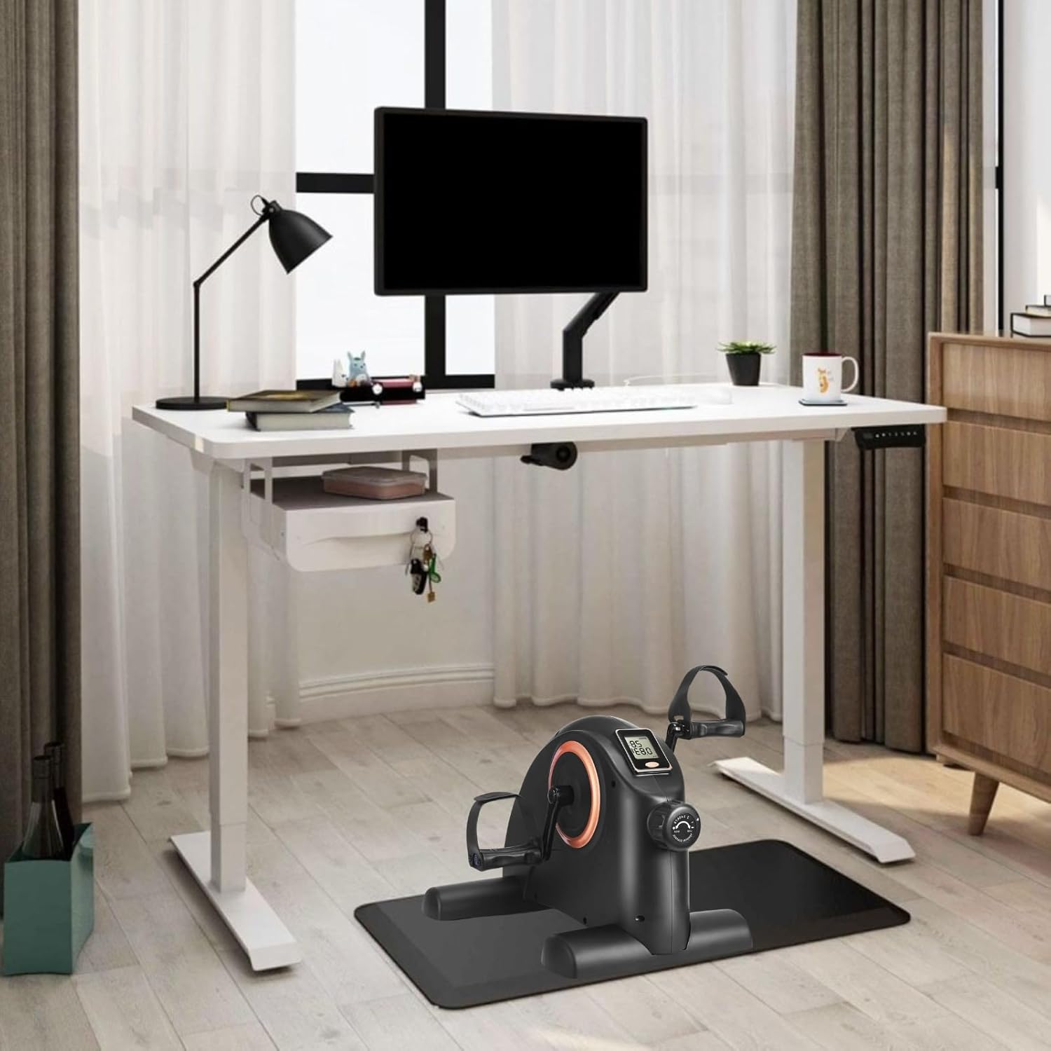 Mini Exercise Bike, Portable Under Desk Bike Pedal Exerciser with Quiet Magnetic Resistance, Portable Foot Cycle Arm&Leg Exercise Bike for Seniors Peddler Machine with LCD Display - Image 8
