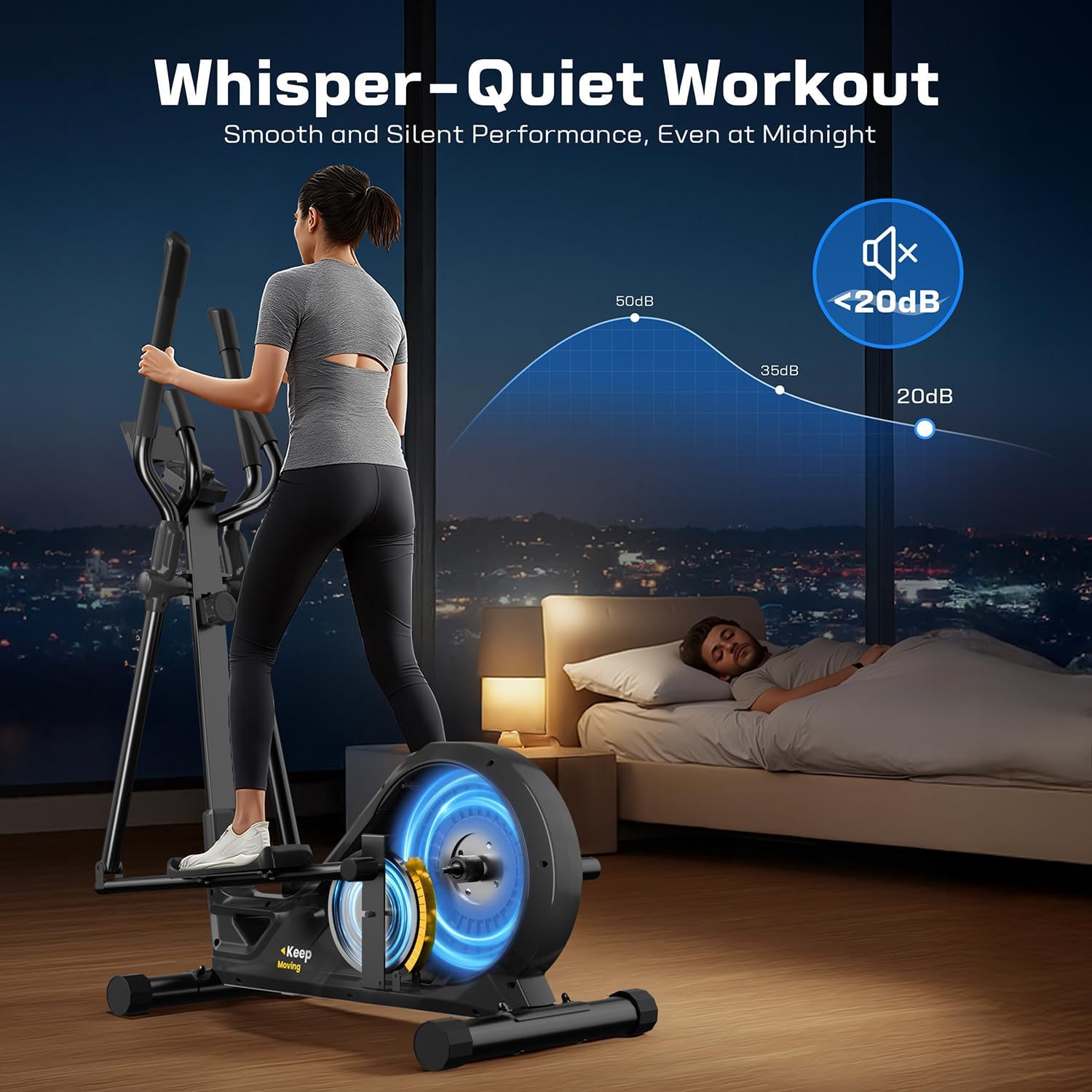 OWLSKY Elliptical Exercise Machine, Elliptical Machine for Home with Hyper-Quiet Magnetic Driving System, 16 Resistance Levels,400LBS - Image 5