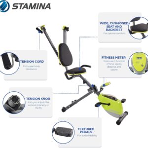 Stamina Wonder Exercise Bike | Build Upper and Lower Body Strength on One Machine | Includes Two Online Workout Videos, Chartreuse and Gray