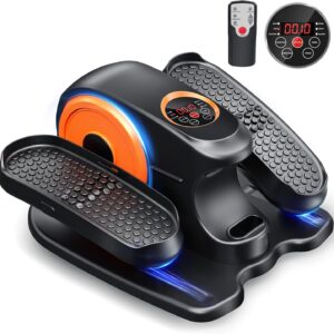 Under Desk Elliptical Machine, 2-in-1 Electric Ellipse Leg Exerciser for Seniors, Quiet & Compact Pedal Exerciser with Remote, 12 Speed Elliptical Exercise Machine for Home Office