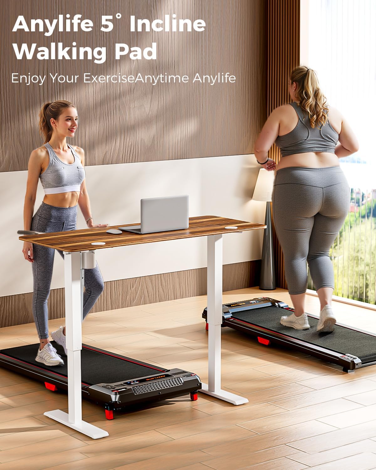 Walking Pad Treadmill, Anylife Incline Walking Pads Under Desk 330lb Capacity, 2.5HP Portable Treadmills for Home, Compact Treadmill Small Running Pad with LED Display, Remote Control - Image 6