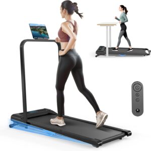 3-in-1 Under Desk Treadmill, Foldable Walking Pad for Home Office, Portable Electric Treadmill with Remote Control & LED Display, Compact Running Machine for Small Spaces, 300 lbs Capacity