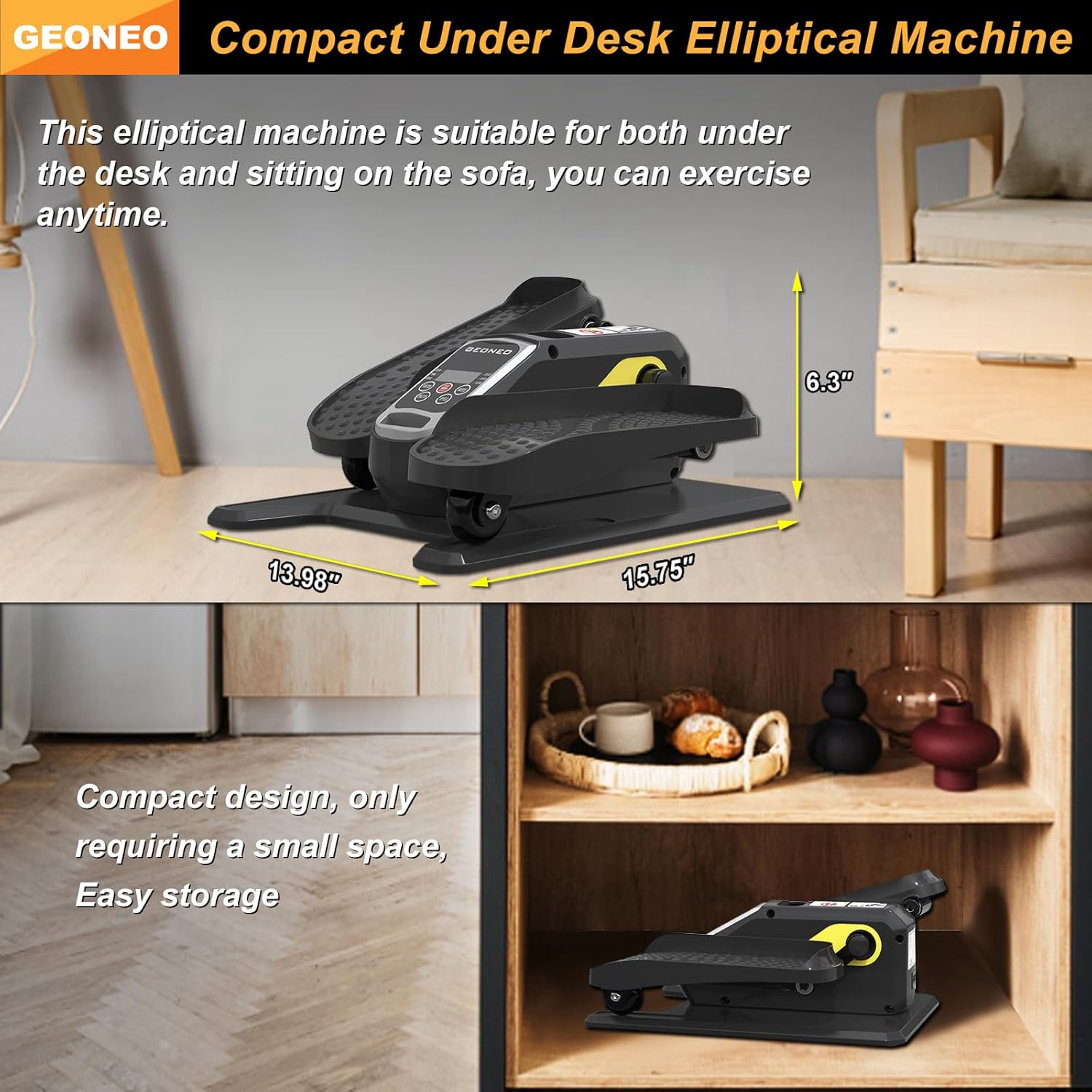 Under Desk Elliptical Machine, Electric Ellipse Leg Exerciser for Senior, Quiet and Compact Electric Seated Pedal Exerciser for Home with Display Monitor, Remote Control and 12 Adjustable Speeds - Image 2