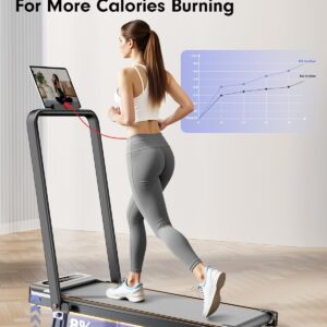 Foldable Treadmill with 8% Incline, Upgrade 3.5HP Low Noise Walking Pad Treadmill with Handle Bar, Trisomy 4 in 1 Portable Under Desk Treadmills for Home/Office, 330 Lbs Capacity, APP & Remote Control