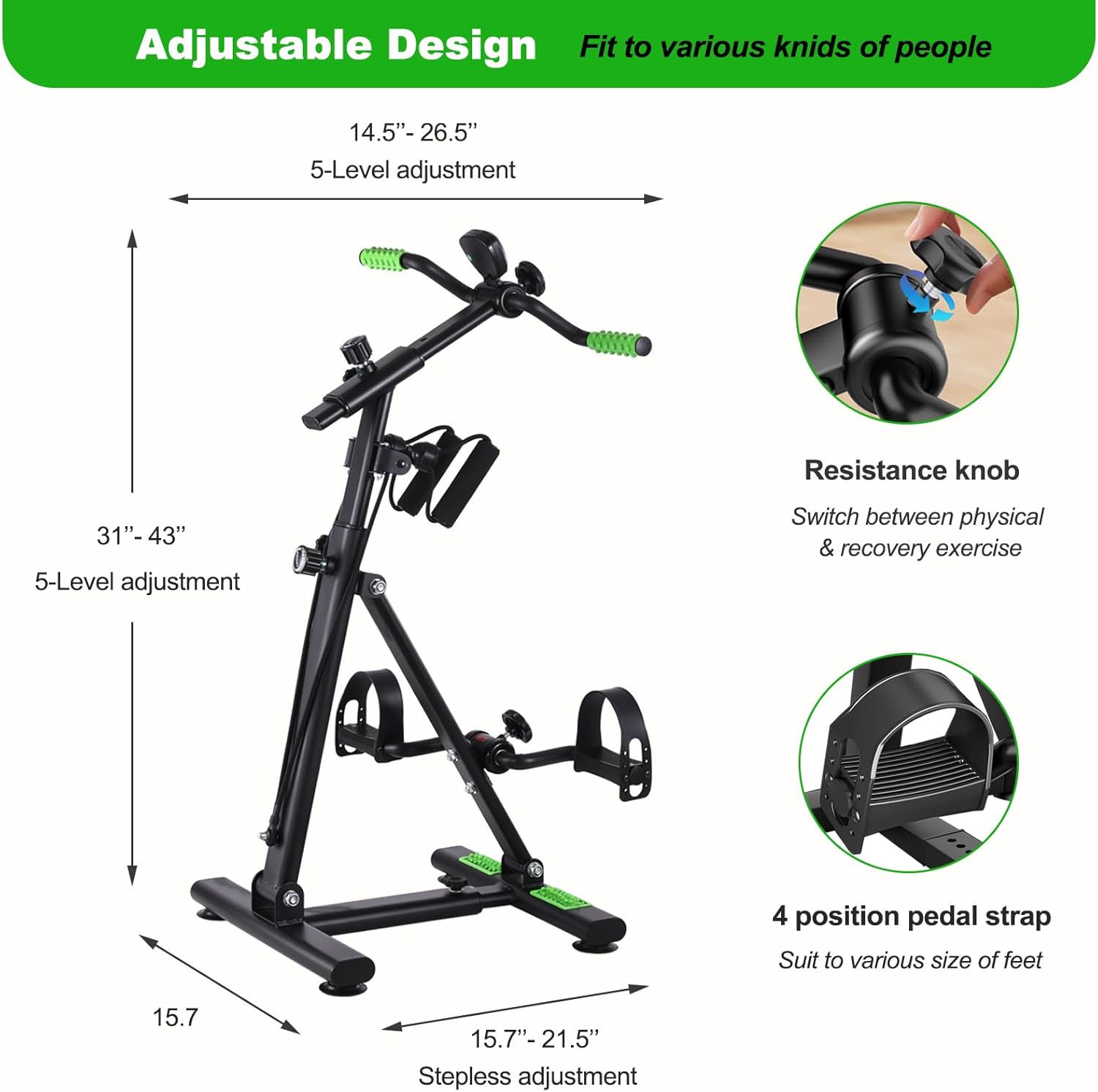 Pedal Exerciser Bike for Seniors, Hand Arm Leg and Knee Physical Therapy Peddler Exercise Equipment, Elderly Recovery Home Exercise Bike for Total Body, Upper and Lower Limb Trainer - Image 4