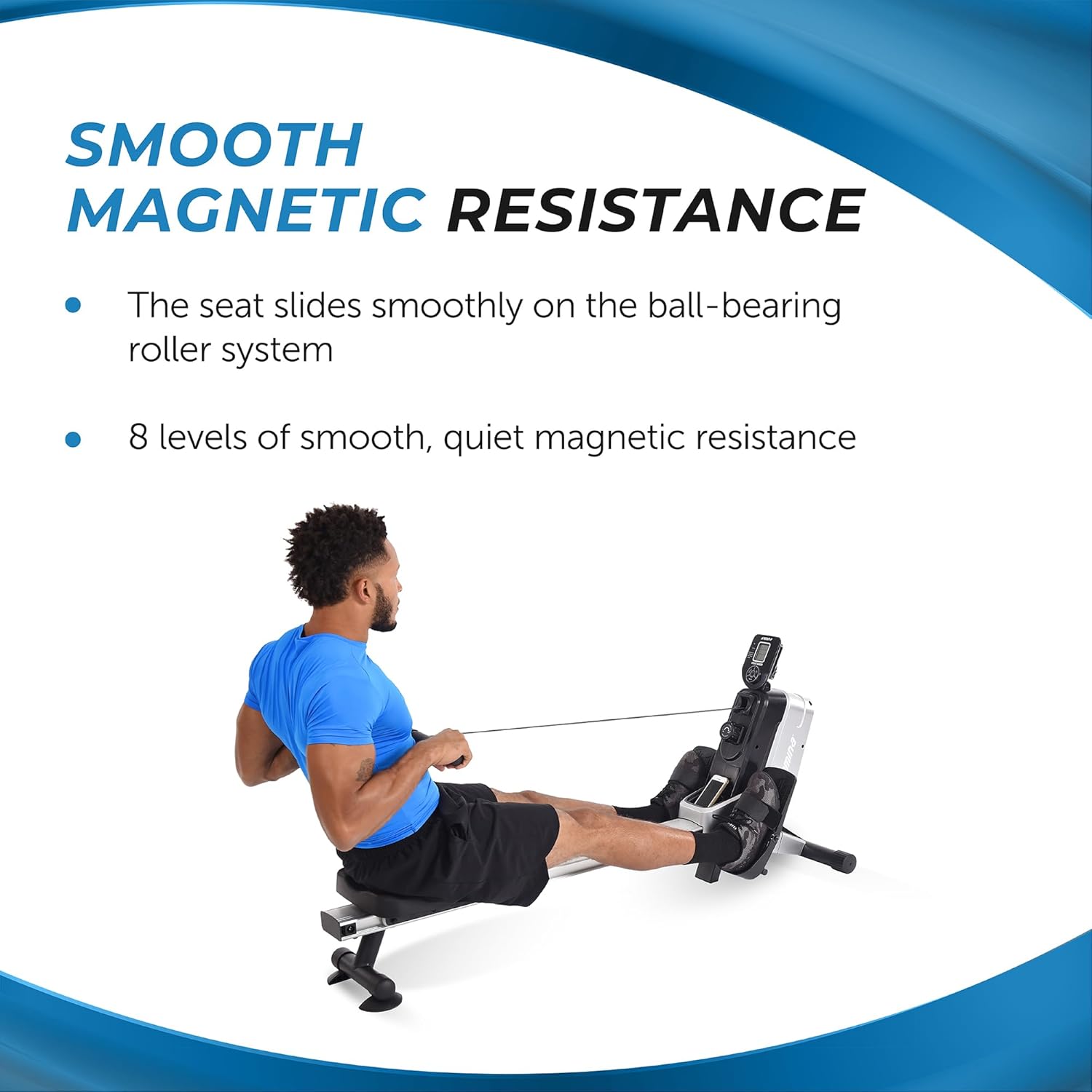 Stamina Magnetic Rower - Rower Machine with Smart Workout App - Rowing Machine with Magnetic Resistance for Home Gym Fitness - Up to 250 lbs Weight Capacity - Image 6