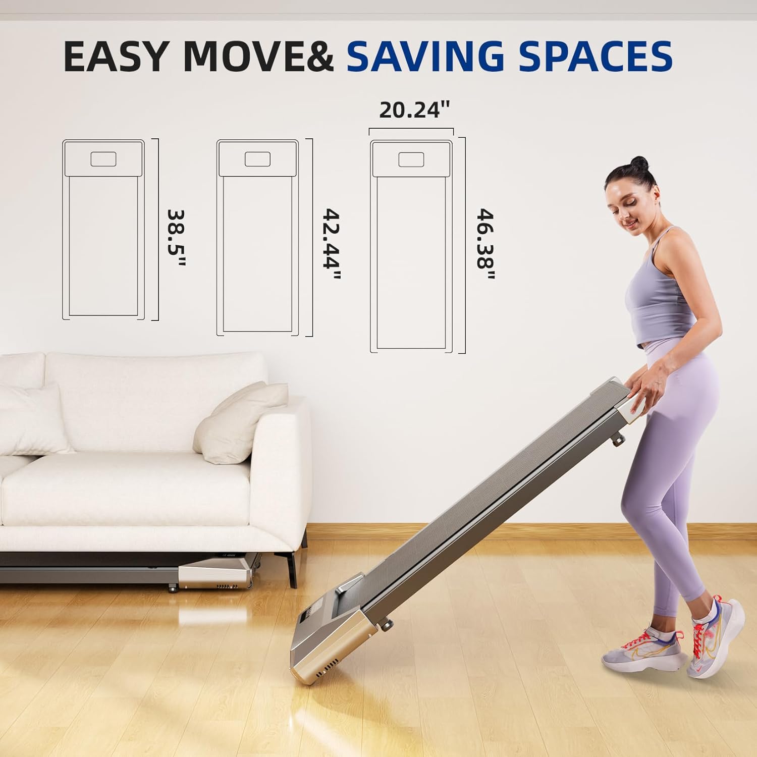 DeerRun Walking Pad, 2025 Smart Under Desk Treadmill, Treadmills for Home/Office, 2 in 1 Walking Pad Treadmill with LED Dispaly & Remote Control, Small Treadmill for Small Spaces - Image 3
