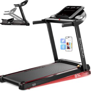 RHYTHM FUN 8.0 MPH Treadmills for Home, Running Walking Pad Treadmill with Incline up to 8%, Foldable Treadmill with Handle Bar, Low Noise Walking Pad for 300 lbs