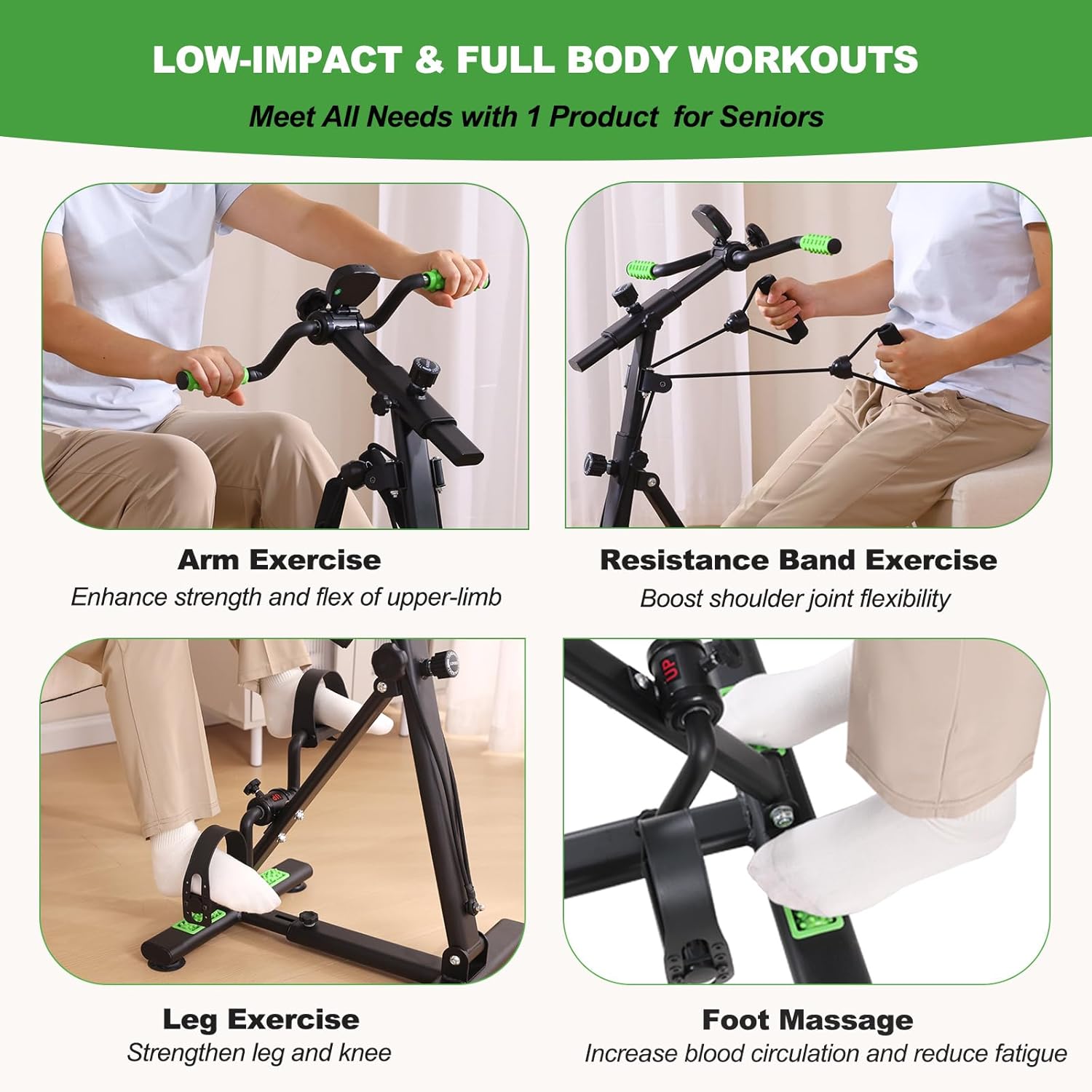 Pedal Exerciser Bike for Seniors, Hand Arm Leg and Knee Physical Therapy Peddler Exercise Equipment, Elderly Recovery Home Exercise Bike for Total Body, Upper and Lower Limb Trainer - Image 3