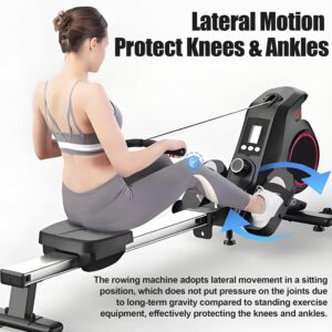 YOXIER Foldable Rowing Machine for Home – 350lb Weight Capacity, 8-Level Magnetic Resistance, Quiet Cardio Workout Machine with Tablet Holder – Compact Design for Home Gym, Apartment & Small Spaces