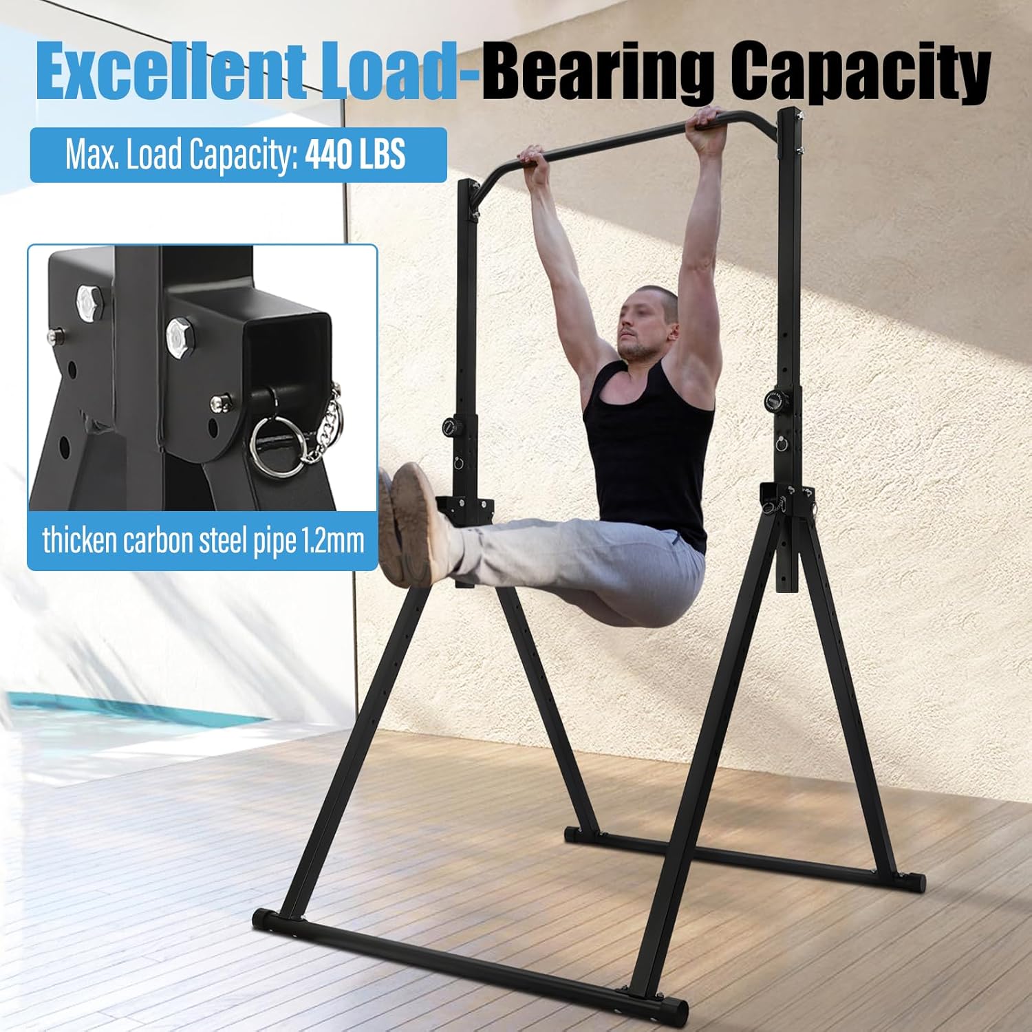 Foldable Pull Up Bar, Power Tower Workout Dip Station Height Adjustable Pull Up Bar for Home, Multifunction Fitness Tower Station Gym Training Equipment - Image 4