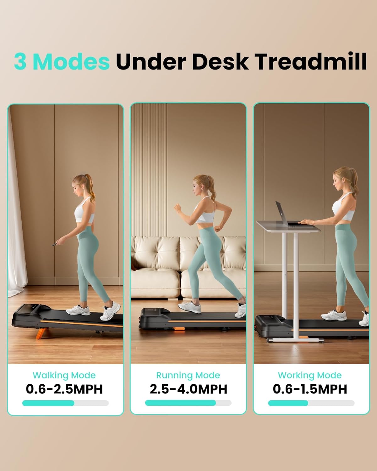 Walking Pad, Under Desk Treadmill with Incline for Home Office 2.5HP Portable Walking Treadmill with 265 Lbs Weight Capacity Walking Machine, Remote Control, LED Display - Image 3